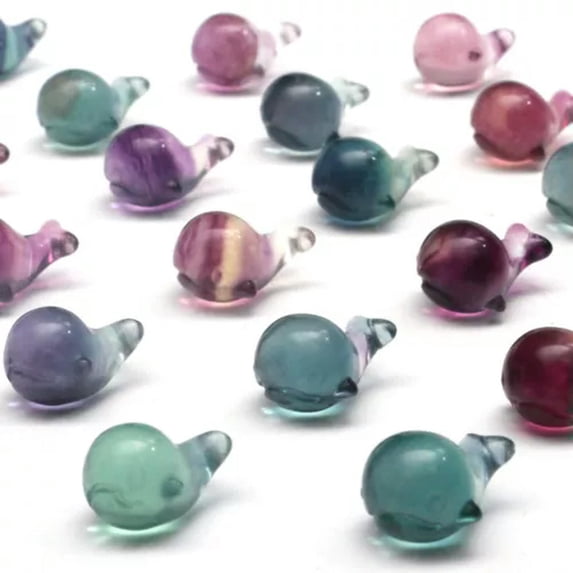 HOOUN Natural Fluorite Animals Statue Stone Carving Quartz Crystal Healing Reiki Decor-1PC Random Colour-Whale