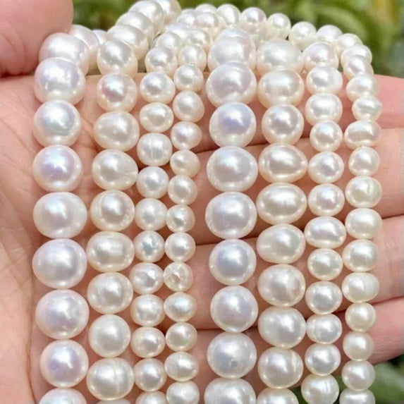 HOOUN Natural Freshwater Pearl High Quality Irregular Loose Beads for Jewelry Making-Nearround-8-9mm