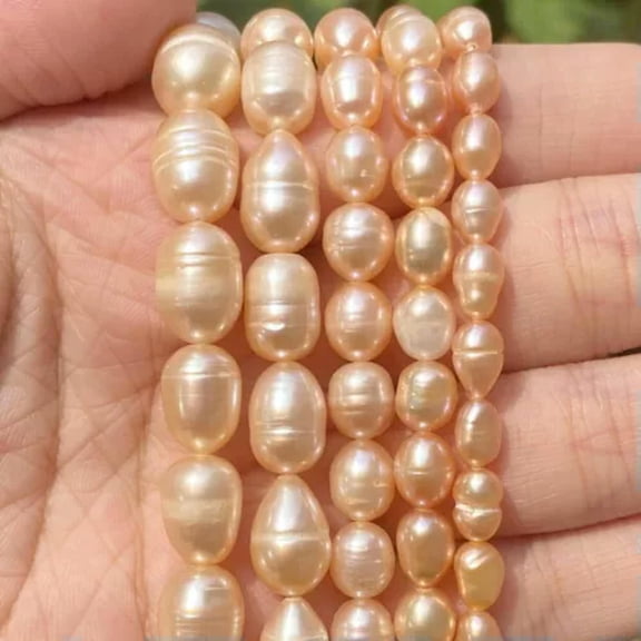 HOOUN Natural Freshwater Pearl High Quality Irregular Loose Beads for Jewelry Making-Rice Orange A-4-5mm