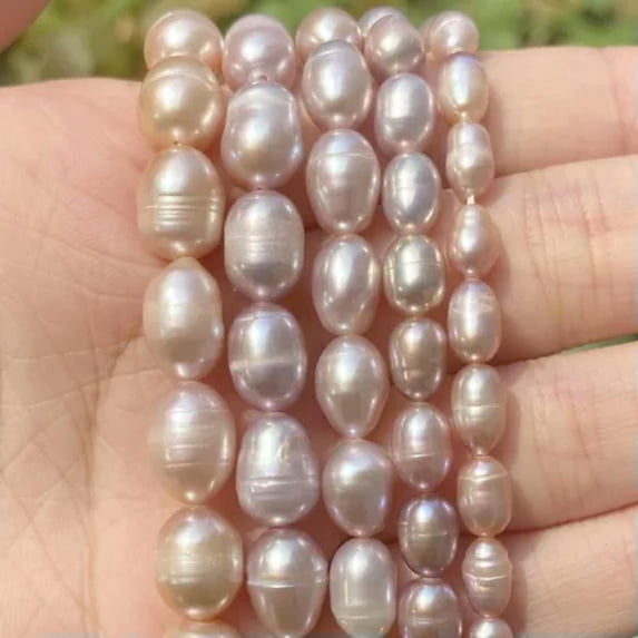 HOOUN Natural Freshwater Pearl High Quality Irregular Loose Beads for Jewelry Making-Rice Pouple A-5-6mm