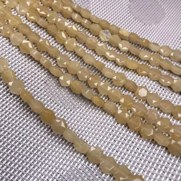HOOUN Natural GemStone Square Beading Crystal Loose Beads for Jewelry Making 15.5''-Yellow Jade-8x8x4mm