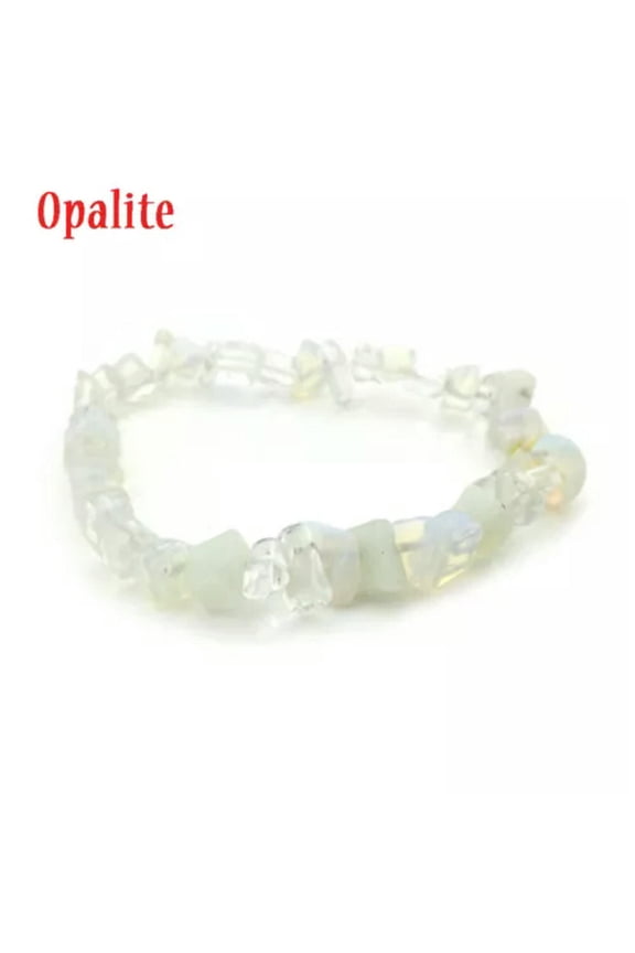 Natural Gemstone Chip Beads Stretchy Bracelet Chakra Stone Reiki Healing Jewelry-Opalite