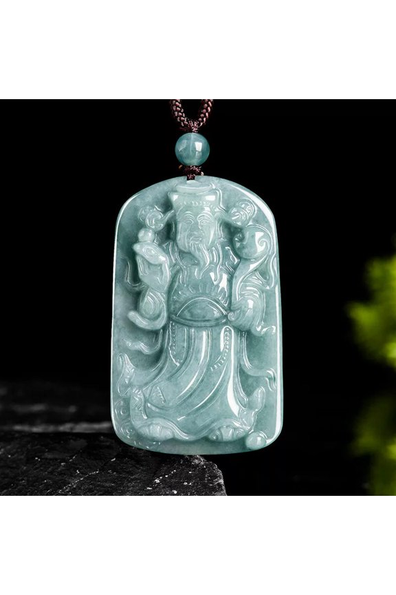 Natural Grade A Jade Jadeite Blue Water Icy Species Luck Gold Of Wealthy Pendant
