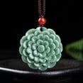 thumbnail image 1 of HOOUN Natural Grade A Jade Jadeite Men Women Lucky Beauty Peony Flower Pendant Gift, 1 of 5