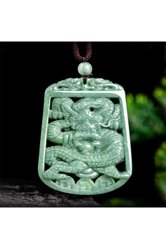 Natural Grade A Jade Jadeite Men Women Lucky Rich Coin Dragon Pendant