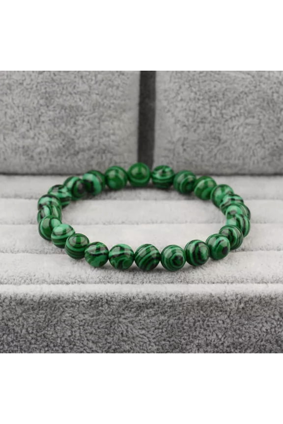 Natural Handmade 6/8/10Mm Green Malachite Round Gemstone Beads Stretch Bracelets-Green Malachite-6mm