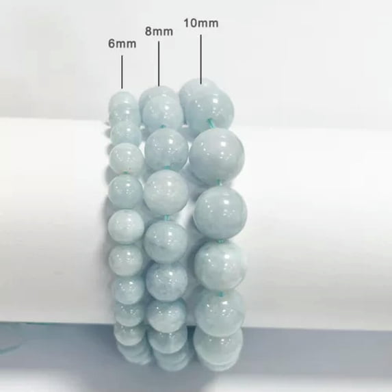 HOOUN Natural Healing Energy Crystal Stone Bead Elastic Bracelet Men Women 4 6 8 10mm-4mm-75 Aquamarine