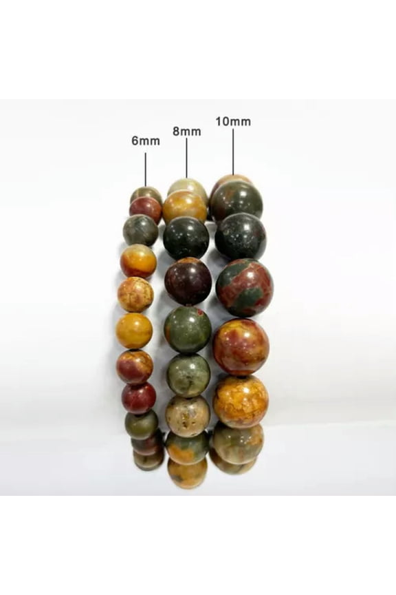 Natural Healing Energy Crystal Stone Bead Elastic Bracelet Men Women 4 6 8 10mm-6mm-68 Picasso Jasper