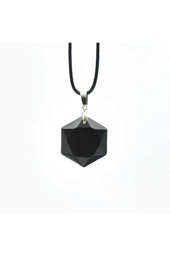 Natural Healing Energy Gemstone Black Obsidian Stone Pendant Necklace Jewelry