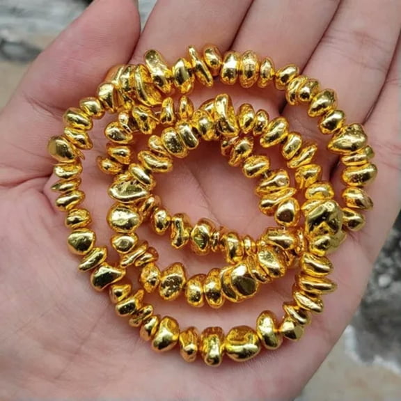 HOOUN Natural Hematite Irregular Gravel Stone Loose Beads for Jewelry Making DIY 15''-gold