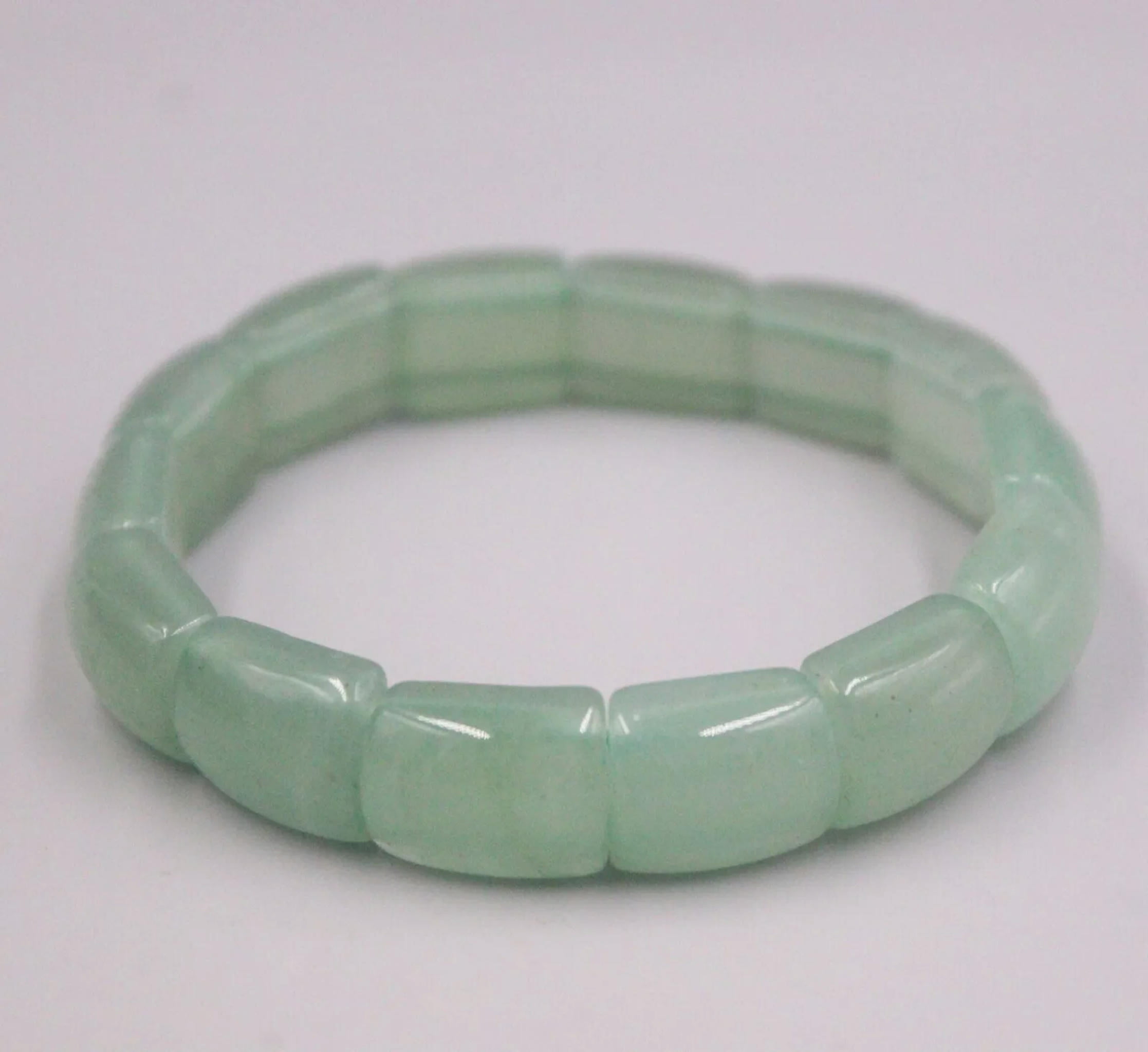 HOOUN Natural Jade Aventurine Women 12mm Width Long Square Beaded Elastic Bracelet
