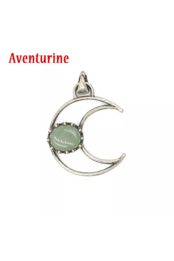 Natural Labradorite Gemstone Stone Moon Pendant Crystal Bead Energy Jewelry-Aventurine