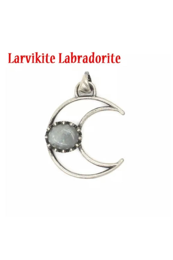 Natural Labradorite Gemstone Stone Moon Pendant Crystal Bead Energy Jewelry-Larvikite Labradorite