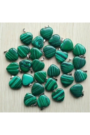 Natural Malachite Heart Stone Pendant Wholesale Pendant Bead 50pcs DIY 20mm