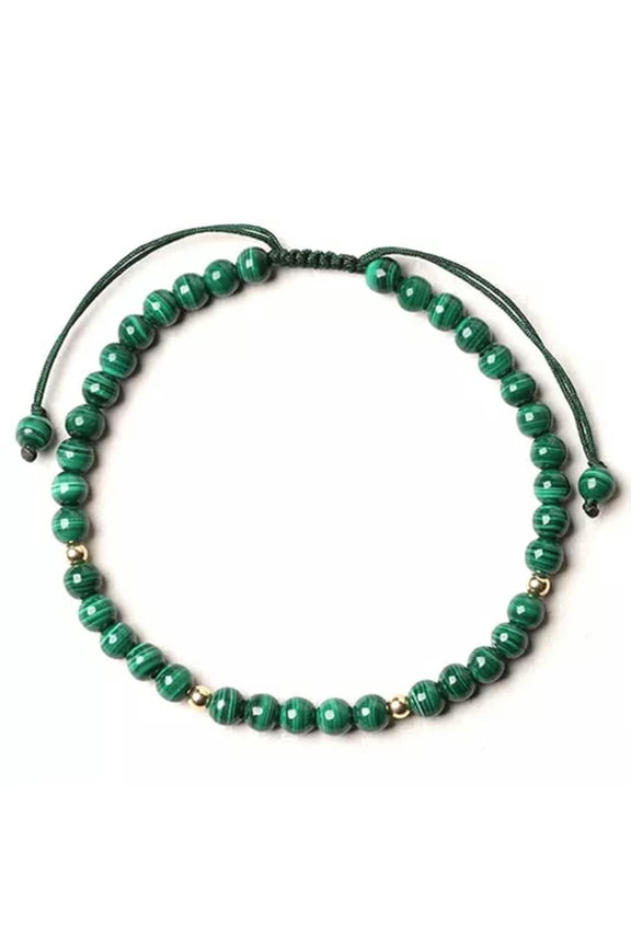 Natural Malachite Stone Beads Dainty Bracelet Green Gemstone Bracelet Minimalist