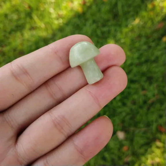 HOOUN Natural Mini Mushroom Quartz Crystal Carved Polishing Massage Wand Reiki Healing-Serpentine Jasper-1PC