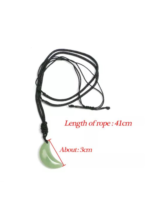 Natural Moon Necklace Crystal Stone Pendant Crescent Meniscus Healing Reiki Gift-Aventurine-1PC