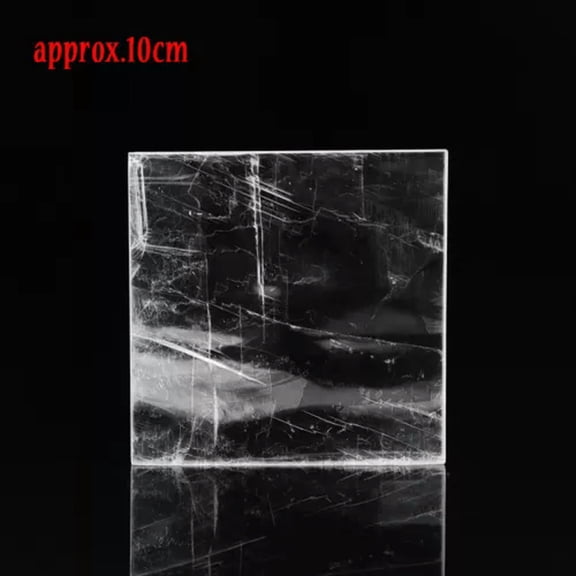 HOOUN Natural Morocco Selenite Slice Crystal Stone Plate Ornaments Plaster Geometry-Square-Small