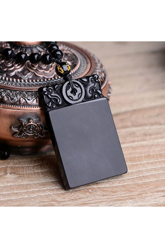 Natural Obsidian Peace Lucky Pendant Necklace Amulet Jewelry Healing Crystal
