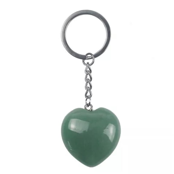 HOOUN Natural Quartz Crystal Stone Love Heart Keyring Healing Keychain Ornaments-Aventurine