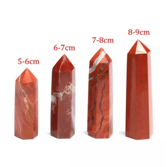 HOOUN Natural Red Jasper Quartz Obelisk Crystal Wand Point Reiki Healing Tower Energy-1PC (Random Pick)-7-8cm