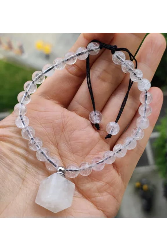 Natural Rock Quartz Gems Bracelet Perfume bottle Chakra Reiki Healing Amulet