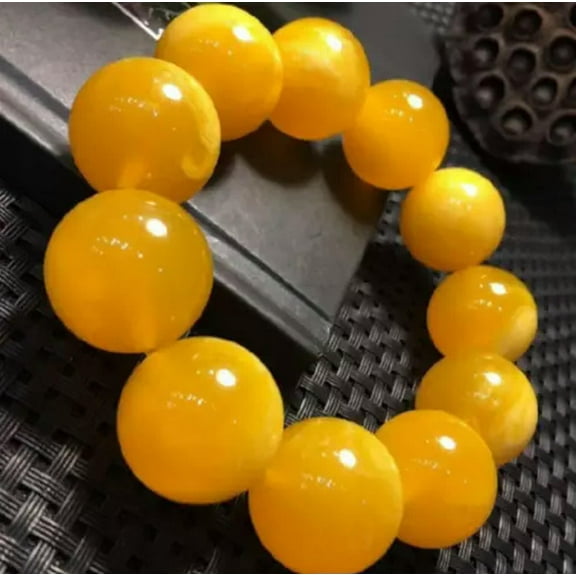 HOOUN Natural Round Beads Amber Flower Beeswax Beautiful Bracelet Men Women 10-20Mm-16mm