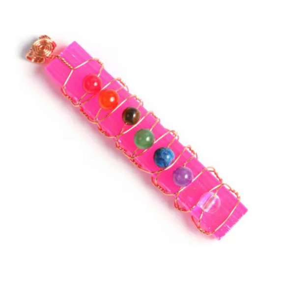 HOOUN Natural Selenite Stone Healing Crystal Quartz Stick Chakra Energy Cleansing Wand-Pink-Beads
