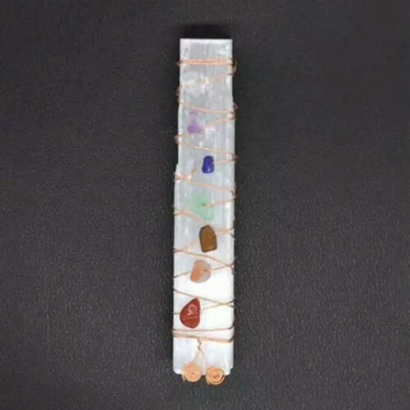 HOOUN Natural Selenite Stone Rainbow Healing Crystal Quartz Stick Energy Chakra Wand-White-Chips