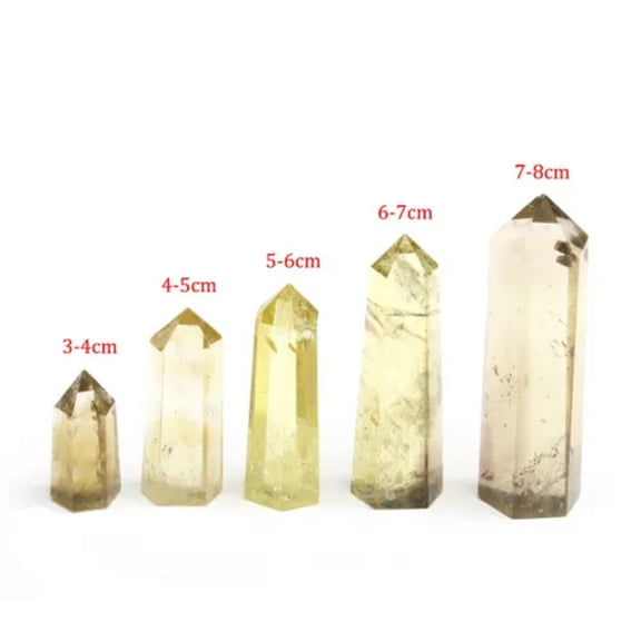 HOOUN Natural Smoky Citrine Quartz Obelisk Crystal Wand Tower Point Rock Healing Reiki-1PC (Random Pick)-7-8cm