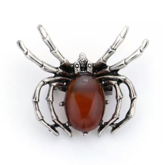 HOOUN Natural Spider Oval Crystal Quartz Beads Gemstone Pendant Insect Brooch Chakra-Red Agate