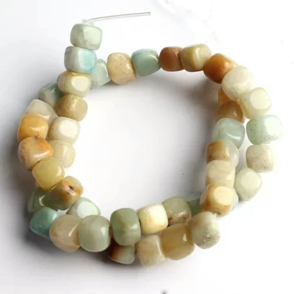 HOOUN Natural Square Aquamarines Tourmaline Peridot Loose Beads for Jewelry DIY Making-Colorful Amazonite-8mm (approx 48pcs)