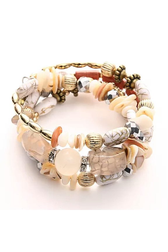 Natural Stone Lava Healing Chakra Tube Bracelet Bangle Womens Jewellery-White