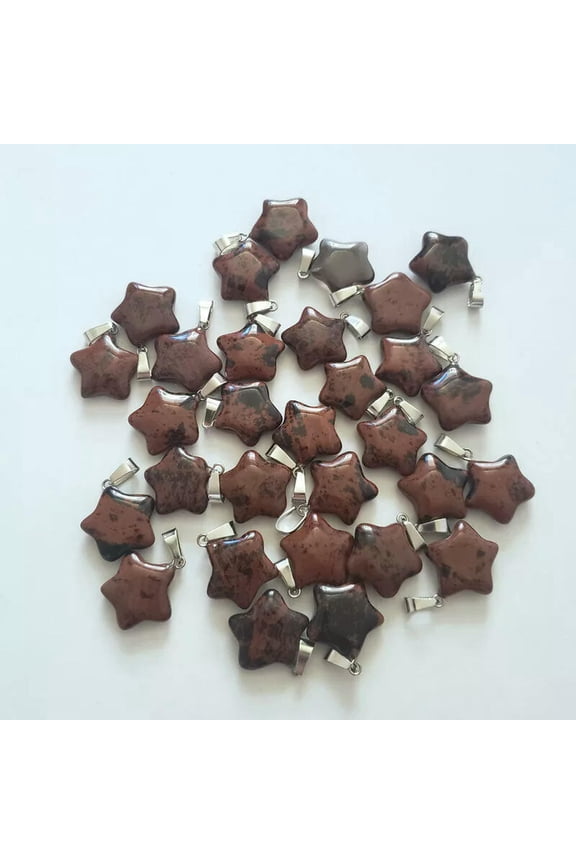 Natural Stone Mahogany Obsidian 50pcs Star Pendant Bead for Jewelry Making 20mm