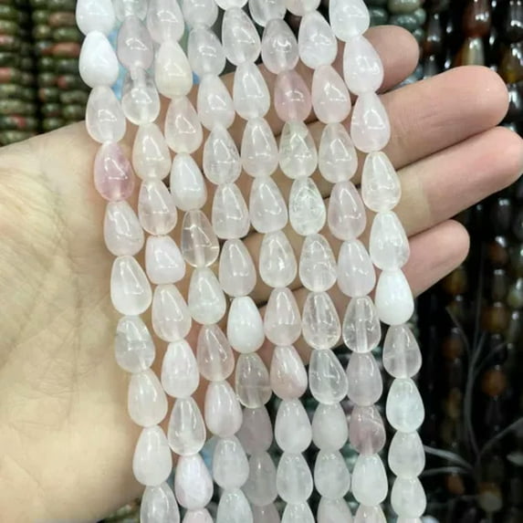 HOOUN Natural Stone Water Drop Agates Quartz Loose Spacer Beads For Jewelry Making DIY-Rose Quartz-10X14mm about 13pcs