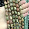 thumbnail image 1 of HOOUN Natural Stone Water Drop Agates Quartz Loose Spacer Beads For Jewelry Making DIY-Unakite-6X9mm about 20pcs, 1 of 9