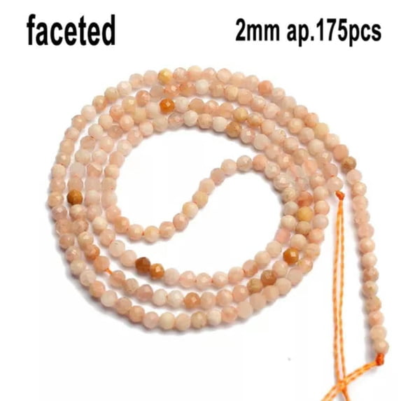 HOOUN Natural Sunstone Irregular Faceted Round Loose Sun Beads for Jewelry Making DIY-type3-2mm