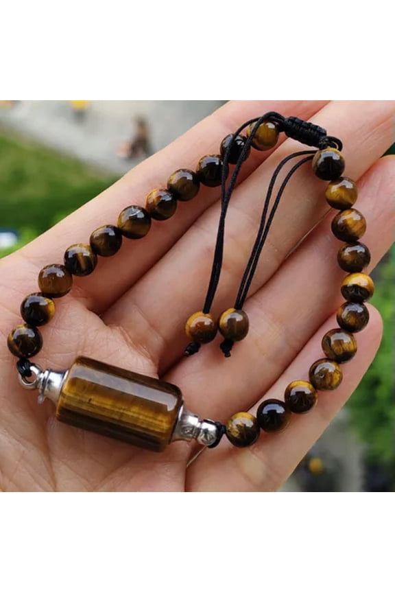 Natural Tiger eye Gems Bracelet Perfume bottle Chakra Reiki Healing Amulet