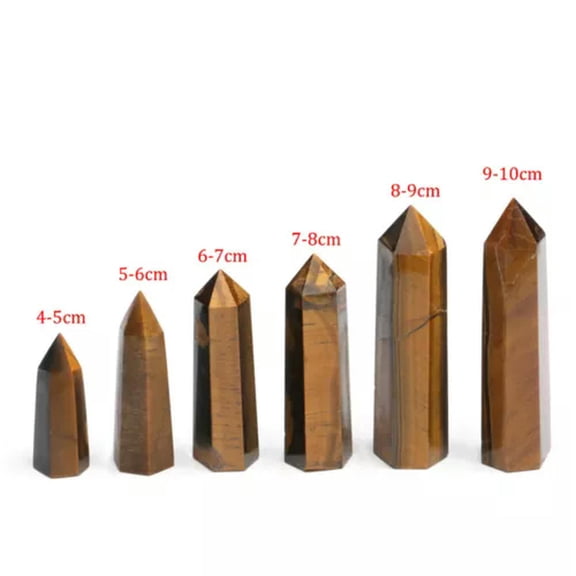 HOOUN Natural Tiger's Eye Stone Obelisk Quartz Crystal Point Wand Tower Rock Healing-4-5cm-1PC (Random Pick)