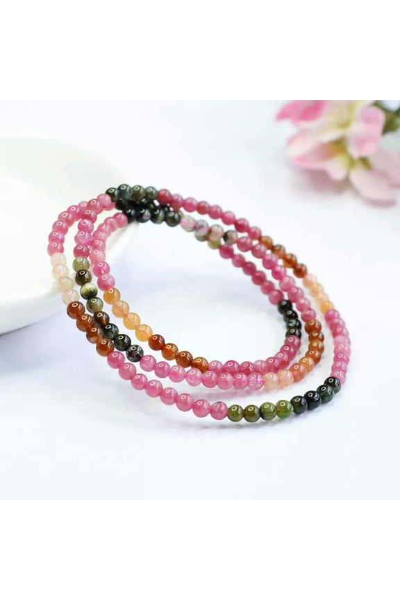 Natural Tourmaline Multi Loop Bracelet Crystal Jewelry Necklace