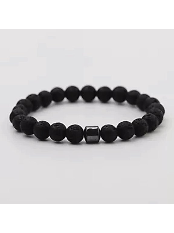 Nature Stone Beads Hematite Bracelets Men Classic Bracelets Bangles Yoga Jewelry-Lava