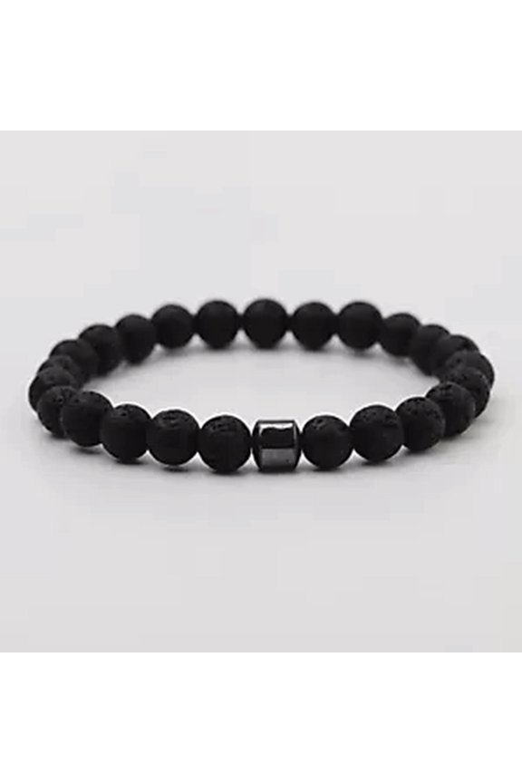 Nature Stone Beads Hematite Bracelets Men Classic Bracelets Bangles Yoga Jewelry-Lava