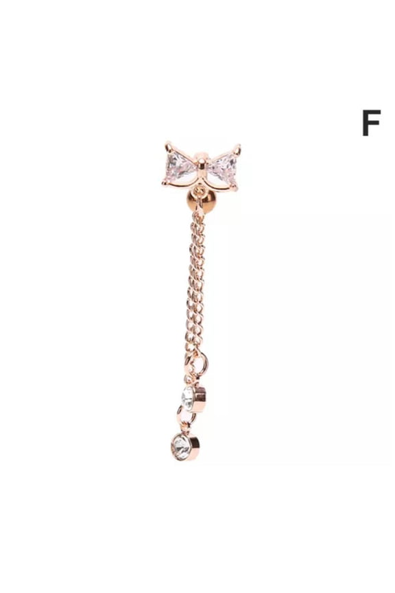 Navel Belly Button Rings Crystal Flower Dangle Bar Barbell Body Piercing Jewe:yq-F