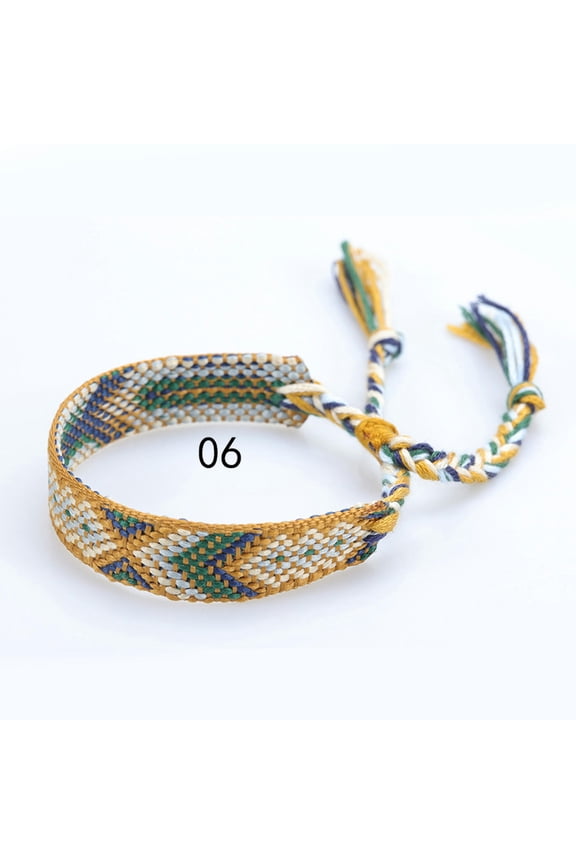 Nepal National Wind Woven Bracelets Colorful Tassel Lucky Friendship Hand Rope-6-2PCS