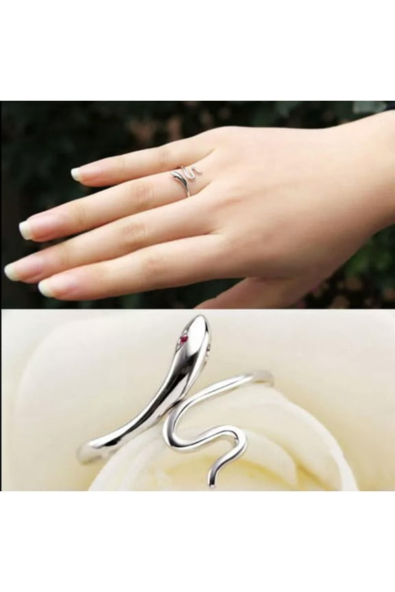 New 925 Sterling Silver plated Lady Ring Finger Opening Adjustable Snake B-ca@