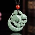 thumbnail image 1 of HOOUN New Burmese Jade Rabbit Pendant Jewelry Green Jadeite Lucky Necklace, 1 of 5