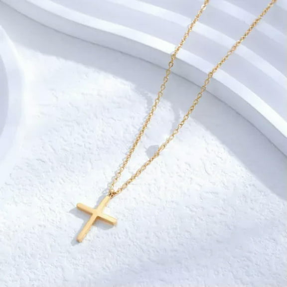 HOOUN New Hot 316 Stainless Steel Cross Pendant Necklace Jewelry Men Women Gift-Gold