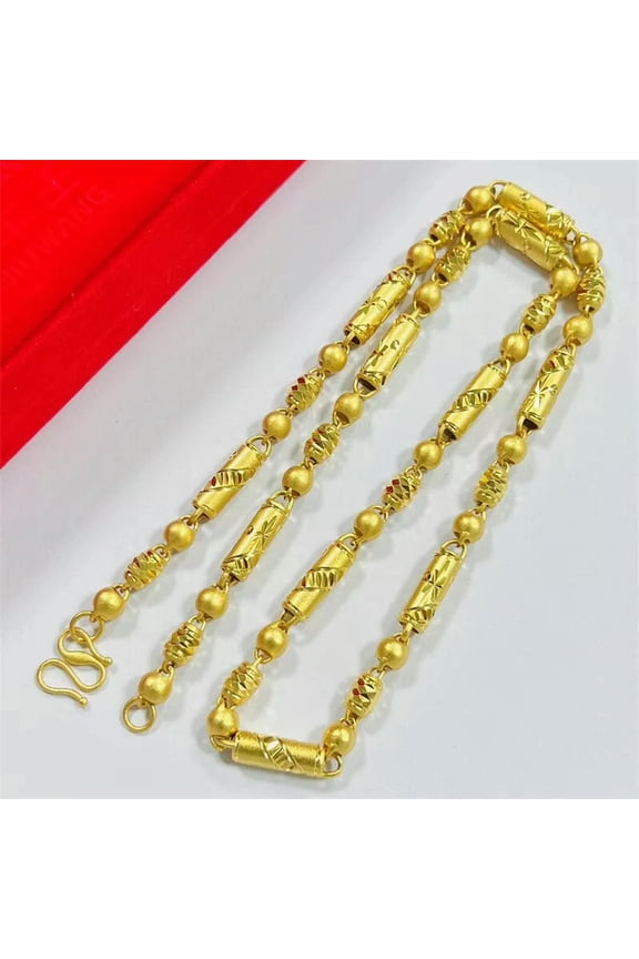 New Men's Matte 24K Thai Baht Gold GP Filled Necklace 6mm/24 inch Jewelry