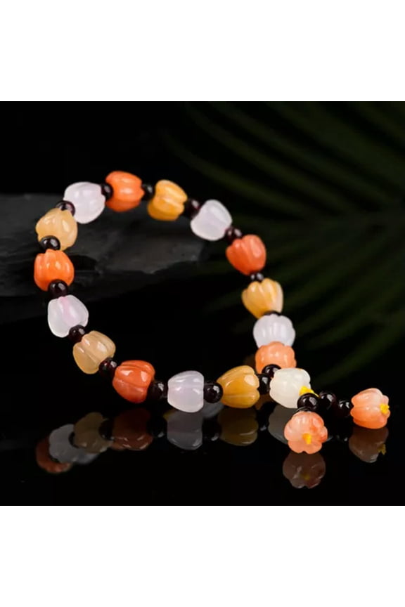 New Multi Color Quartzite Jade Luck Pumpkin Beads Bracelet Women Gift