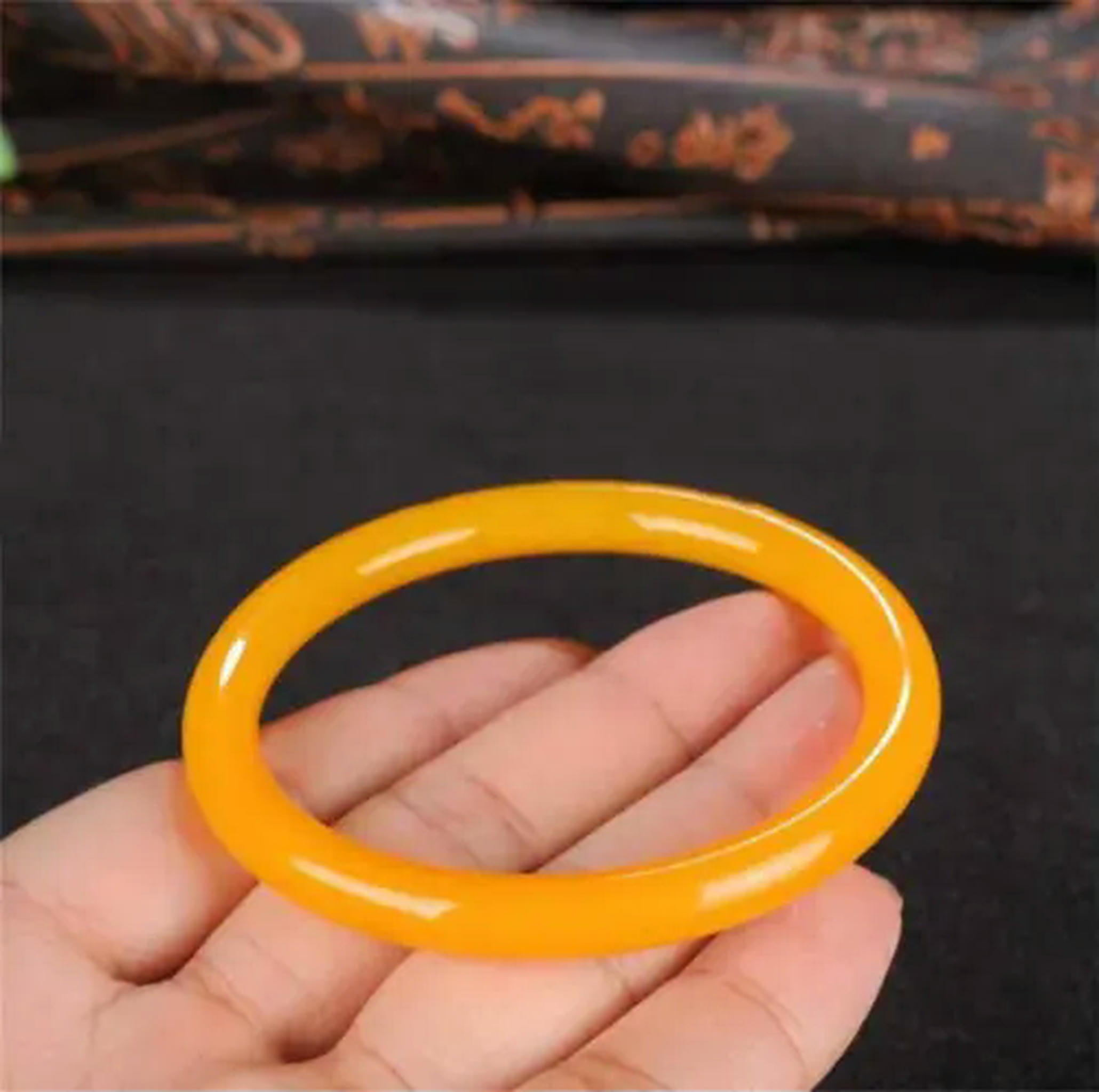 HOOUN New Natural Yellow Jade Jadeite Gemstone Round Bangle Bracelet 66-68mm Jewelry
